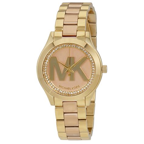 michael kors small ladies rose gold sparkke watcg|Michael Kors Slim Runway Three.